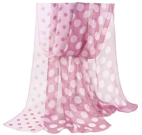 DAMILY Schal Damen Chiffon Tuch Seidenschal mit Punkte Muster leichter Vintage Halstuch Kopftuch stola