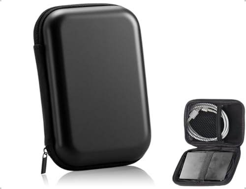 Emezddo Borsa per Hard Disk, Custodia Portatile e Robusta per Hard Disk Esterno, Utilizzabile per Viaggi, Ufficio, Cuffie, Cavi Dati, Gioielli, Chiavi, Monete, Caricabatterie (Nero)
