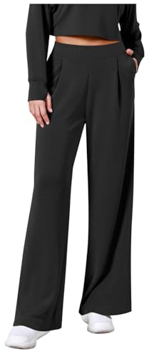 Pantalon pour femme avec jambes larges, taille haute élastique dans le dos, pantalon de travail d'affaires, pantalon de costume long droit pour l'été