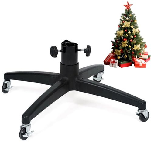 Home & Garden Products Artificial Christmas Tree Stand, Mobile Rolling Wheels for Faux Xmas Trees, Locking Rolling wheels, Removable christmas tree base, Fits up to 2.56 Inch Pole