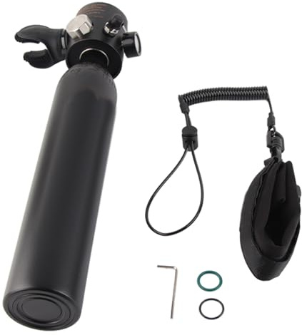 Wangcmcol S307 0,5 L Scuba Sauerstoff Zylinder Tauchen Luft Tank Tauchen Atemschutzgerät mit Manometer Schnorcheln Atmungs Ausrüstung (Schwarz)