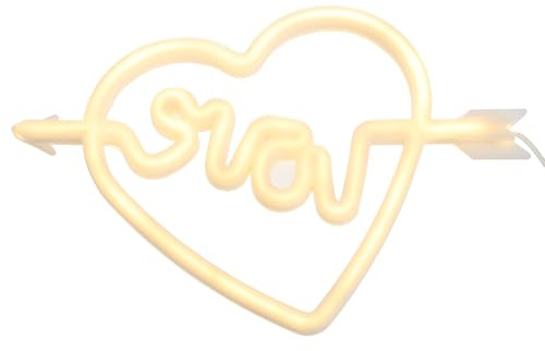 GLEAVI Lampada LED al Neon a Forma di Cuore “Una Freccia Nel Cuore” Luce Atmosferica Calda per Camera da Letto Luce Decorativa Creativa senza Batterie Illuminazione Ornamentale per Bar