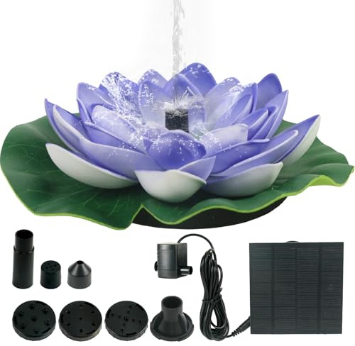 1.2W Solar Water Pump Fountain with 5 Nozzles Solar Fountain for Garden Pond Bird Bath Fish Tank Water Feature Pool Outdoor Décor(Blue)