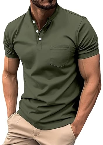 Suéter con solapa para hombre, para primavera, verano, casual, color liso, manga corta, estilo vestido, suave, cómodo de llevar
