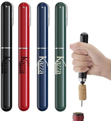 KAZZA 2 cavatappi pompa aria 2 in 1, set di 4 apribottiglie a pressione d'aria con coppa capsula, portatile e senza sforzo, per la casa, ristorante, regali per gli amanti del vino (N+R+V+B)