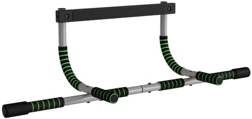 HOMCOM Barra de Dominadas Multifuncional Pared 110 kg Casa Negro | Mangos Antideslizantes, Ejercicio Entrenamiento, Gimnasio