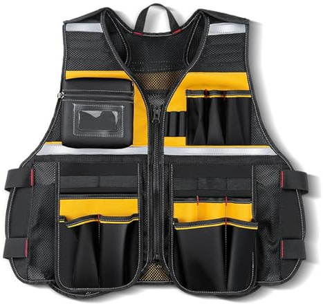 Gilet per attrezzi da costruzione, leggero, regolabile, con tasca