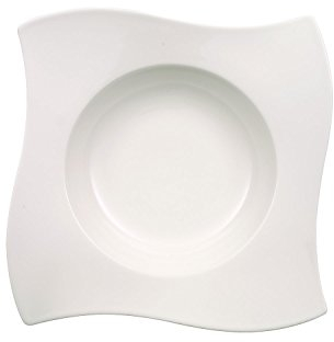 Villeroy & Boch NewWave Plato de Pasta de Onduladas Formas, Porcelana, Blanco