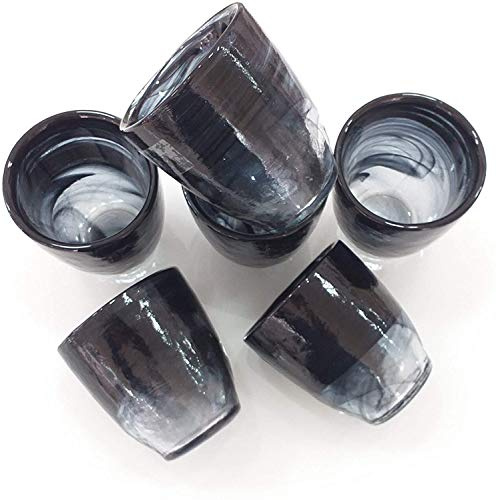 Servizio bicchieri acqua in vetro, set 6 pezzi cl 23 moderno modello new isotta colore NERO