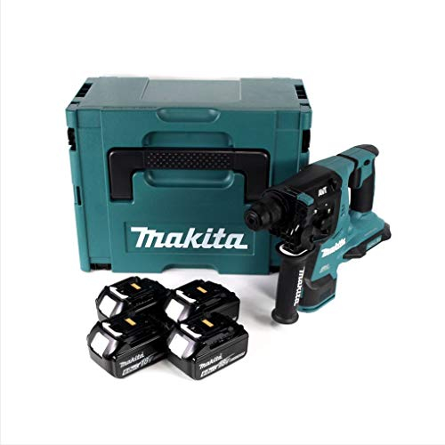 Makita DHR 280 G4J 2 x 18 V 36 V Li-Ion Perforateur-burineur sans fil 28 mm Brushless pour SDS-PLUS + Coffret MakPac + 4 x Batteries 6,0 Ah - Sans Chargeur