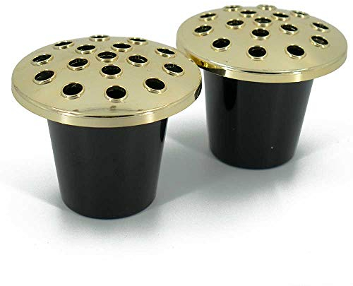 Angraves Gold Set of 2 Memorial Grave Vases Fresh and Artificial Flowers Plastic Pot Insert Liner Floral Holders Containers For Cemetery Headstone Recess (13 x 11cm)