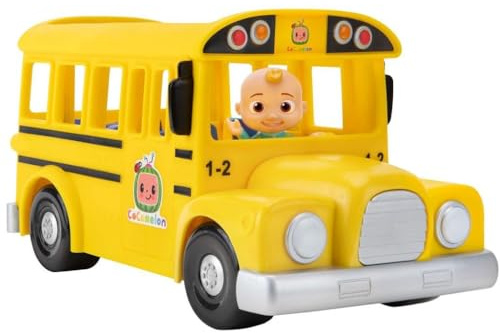 CoComelon Official Musical Yellow School Bus, Plays Clips from ‘Wheels on The Bus,’ Featuring Removable JJ Figure – Character Toys for Babies, Toddlers, and Kids