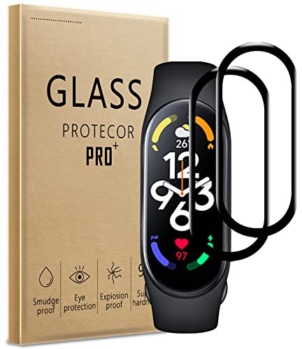 WFTE [2-Pack Protector de Pantalla para Xiaomi Mi Band 7/Xiaomi Smart Band 7,Cobertura máxima,Huellas Dactilares Libre,Sin Burbujas,Anti-Arañazo,HD Película Protectora de Xiaomi Band 7(Black)