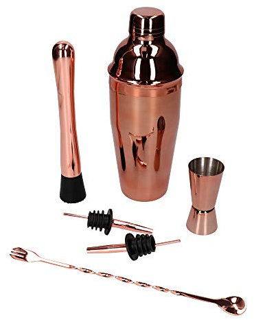 Zestaw barmański 6 el - shaker Cobbler 750 ml miedziany połysk