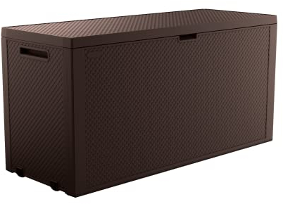 Keter - Aufbewahrungsbox für den Außenbereich, Braun, Fassungsvermögen 270 Liter, 118 x 45 x 57 cm