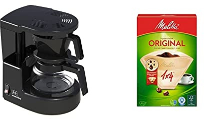 Melitta 6707286 Aroma Boy Filter Coffee Machine, 500 W, Black & 6658076 Pack Original Size 1x4, 80, Filter Coffee Makers, Brown, Paper