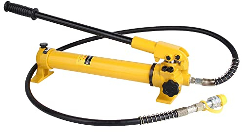 700bar Hydraulische Handpumpe für 4-/10 Tonnen Hydraulikzylinder mit 4 Fuß langer Schlauch und Schlauchkupplung