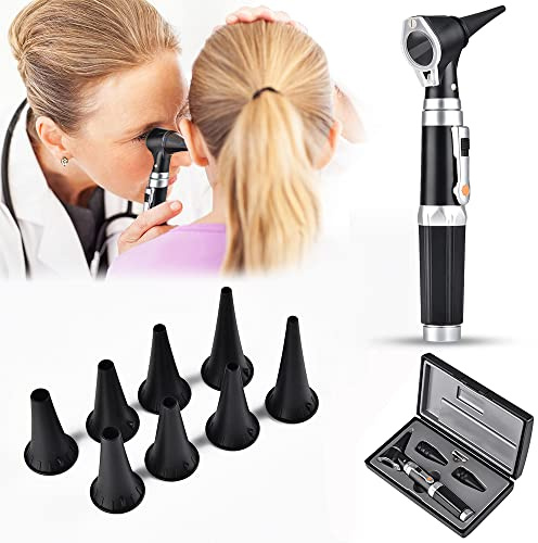Ninyoon Mini Ear Otoscope Kit - Ear Scope with LED, 3X Magnification, 8 Caps and 1 Storage Case, Diagnostic Ear Care Kit with Hard Plastic Case - Pocket Medical Supplies for Nurses, Kids, Adults, Pets