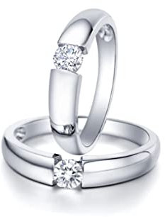 AMDXD Goldschmuck Ringe Diamant 0.35ct, Preis für 2 Verlobungsring 950 Platin Klassiker Design Eheringe Freundschaftsringe Hochzeitsring, Damen 56 & Herren 58