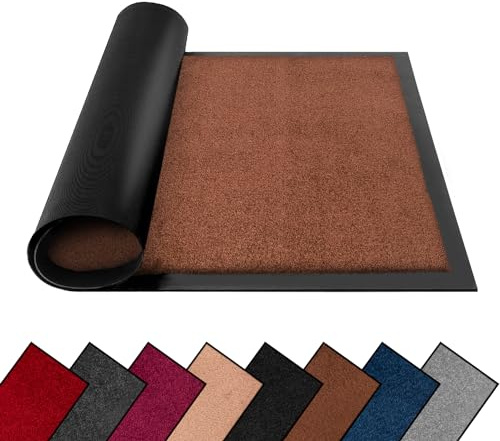 FB FunkyBuys Tapis anti-salissure lavables pour porte intérieur & extérieur, paillassons résistants antidérapants, tapis de sol avec dos en caoutchouc, tapis de porte super absorbant, tapis d'entrée