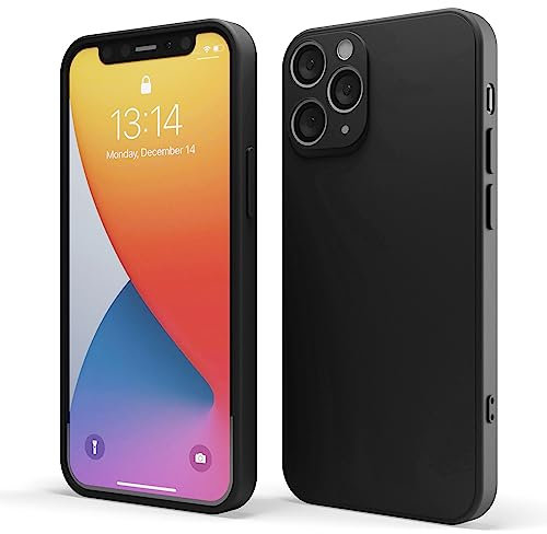 Red Ember Shockproof Case for iPhone, Ultra Slim Protective Liquid Silicone Matte Finish Phone Case with Soft Anti-Scratch Microfiber Lining (Black, iPhone 11 Pro)