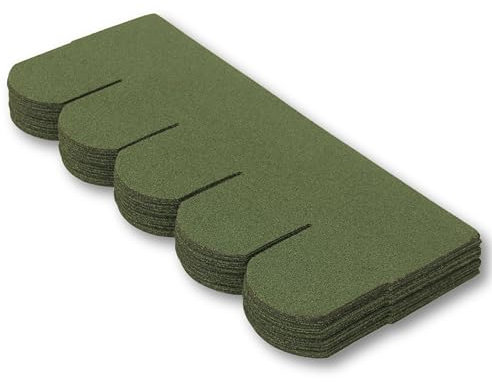 Premium Asphalt Roof Shingles - 25 Pieces / 3 sqm | Green Fish Scales Design Felt Shingles 31.5 in x 12.4 in (80 x 31.5 cm) Weather Resistant & Heavy-Duty Roofing Felt