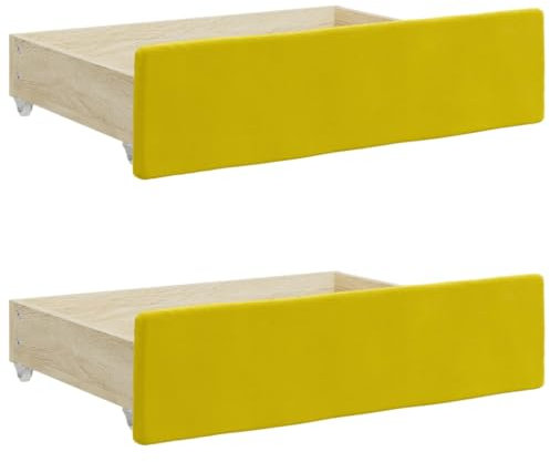 Homgoday Holzwerkstoff-Bettschubladen mit Samtbezug, 2er Set, Gelb, 67x50x16 cm, Montage erforderlich Model833921
