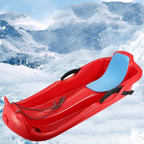 Plastic Snow Sled -Two-Person Padded Sledges, Frost-Resistant and Wear-Resistant Sledges, Sledges with Backrests, Two-Handle Children's Sledges