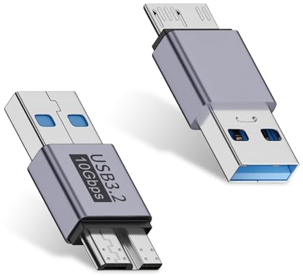 Duttek USB A to Micro B Adapter 10Gbps, 3.2 Gen 2 Fast Charging Adapter, USB A Male to Micro B Male Converter for iPhone 15 Plus/15 Pro Max, WD My Passport External Drive 2 Pack