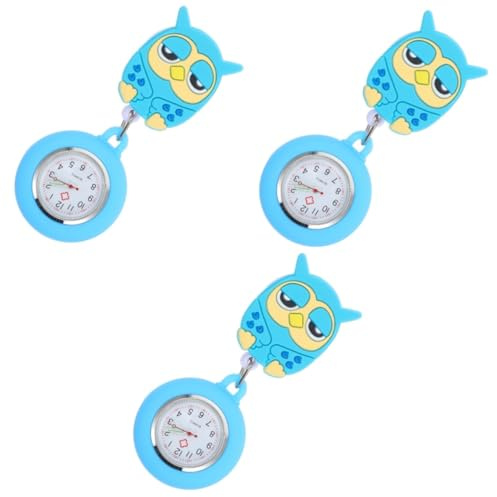 SAFIGLE 3stücke Silicone Pocket Watch Mit Eule Design Präzisionsquarzuhr Für Pflegekräfte Geeignet Für Ärzte Und Langlebig Und Dehnbar