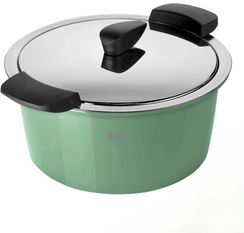 KUHN RIKON Hotpan Serving Casserole Pot, 2 Litre/18 cm, Ocean Green, Stainless Steel (2L / 18cm)