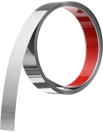QUARKZMAN Baguette de Moulure, Baguette Murale en Acier Inoxydable à Coller, Baguette Décorative pour Mur, Cadre de Miroir, Artisanat, 10 Pieds x 1,2 Pouce, Argent Miroir