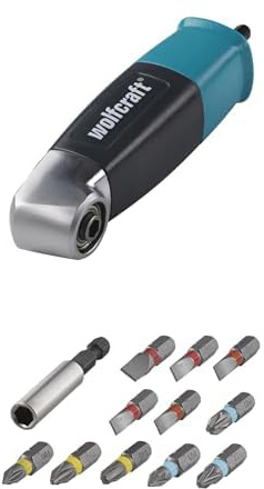 Lot de Renvoi d'Angle - Perçage et vissage à 90 degrès - Pour Visseuse sans fil + Vissage 12 Pièces, Gris/bleu Marine/jaune/marron, Set de 12 Pièces