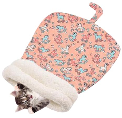 yupeuooe Haustiermatte mit Wärmekissen – Katzen-Plüsch-Schlafhöhle, bequemer Haustier-Kuschelsack, offenes Wickelbett für Katzen, Hunde, Kätzchen, Haustiere