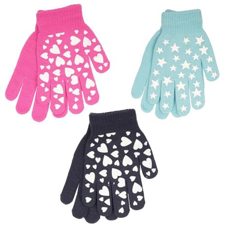 A2Z 4 Kids Flickhandskar 3 Pack Glödande i Mörkret Magiska Vantar - Gloves 1032 Pack Of 3 One Size