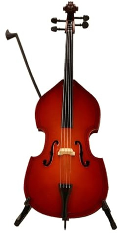 LJERFSW Miniatur-Kontrabass-Modell Mit Ständer Und Koffer Mini-Kontrabass Mini-Musikinstrument Ornamente Dekor Heimhandwerk(14cm)
