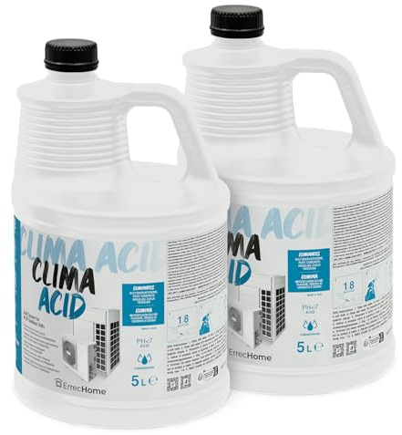 ErrecHome Clima Acid, Acid Cleaner for Outdoor Units of Air Conditioning and Refrigeration Systems, Concentrated Formula, 10 L (2 x 5 L)