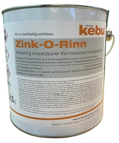 Zink-O-Rinn Kebu Korrosionsschutzanstrich Dachrinnenschutz Dachrinnenanstrich (2,5 l)