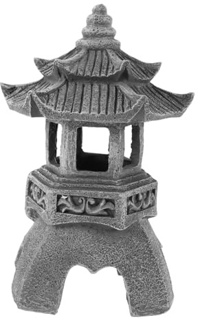 FUNOMOCYA Solar Gartendekoration Zen Stone Lantern Mit Chinesischem Pagoden-Design Wetterfeste Solarlaterne Für Garten Park Und Außenbereich Kunstvolle Asiatische Außenleuchte Aus Harz Langl