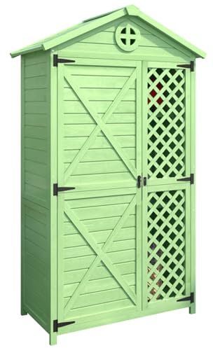 Outdoor Wooden Garden Storage Shed Weather Resistant Felt Roof, Durable Fir Wood Tool Cabinet, Double Doors, 3 Adjustable Shelves, Ventilated Design, Secure Locking, Stable Construction (G