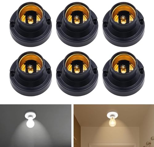 Kjzeex 6 Stück Lampenfassung E27, E27 Fassung zum Anschrauben, Lampenfassungen Universal, Lampensockel Adapter für LED-Lampen, Weiß
