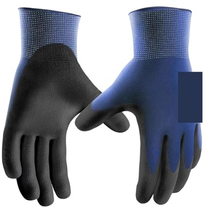 Cleaning Gloves, 3 Pairs Ultra-Thin PU Coated Work Gloves, Excellent Grip Gloves, Nylon Shell Black Polyurethane Coated Safety Work Gloves(XXL)