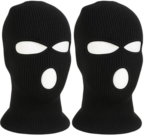 WORUIB 2 Pack Balaclava Face Mask, Skiing, Airsoft, and Cold Weather Protection Black
