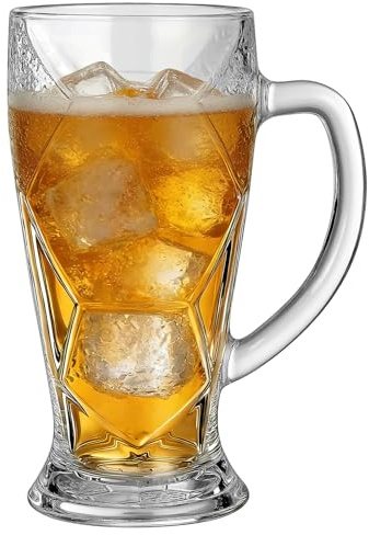 Ipetboom Jarra de Cerveza de Vidrio Transparente 600 Ml Grande para Fiesta y Eventos Deportivos Vaso Práctico de Gran Capacidad para Bebidas Frías y Cerveza