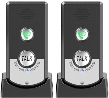 Decdeal Citofono Wireless, Citofono Bidirezionale, Interfonico Wireless, per Chiamate di Emergenza 300M, per Ufficio Domestico Anziani - Con (Nero)