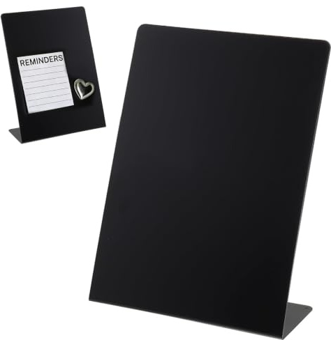 Magnettavla svart set om 2, magnetboard i metall med stark magnetisk kraft, magnetisk displaytavla för foton, anteckningar och kök, magnetisk vägg med stativ för hemmakontor och bordsskiva (35 x 25 x