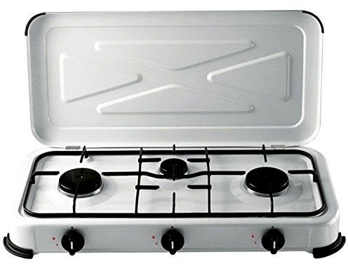 RICEL SUD FORNELLO A Gas 3 FUOCHI per Gas BOMBOLA Colore Bianco Campeggio Giardino