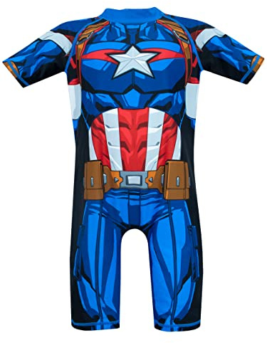 Marvel Boys Avengers Swimsuit Captain America Costume Rash Guard Multicoloured 4-5 Years