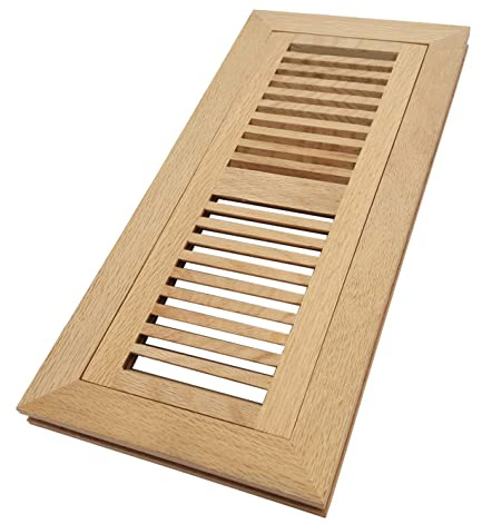 Homewell White Oak Floor Register, Flush Mount Vent, 4x12 Inch, Unfinished