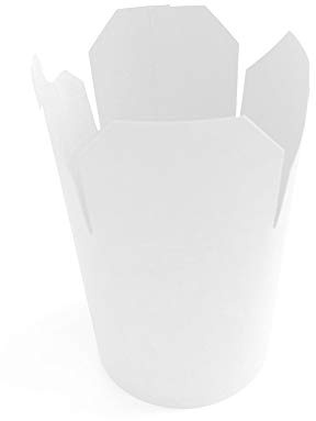 Extiff Lot de 50 boîtes blanches en carton 780ml - Récipient alimentaire jetable pour nourriture à emporter - Pasta Box pour nouilles/pâtes/plats cuisinés - Etanche - 100% recyclable